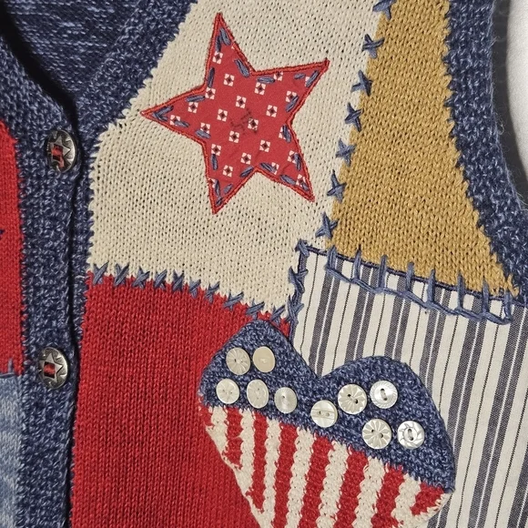 EUC Vintage Cambridge Country Store Americana USA Vest Patchwork Women's… - Picture 5 of 9